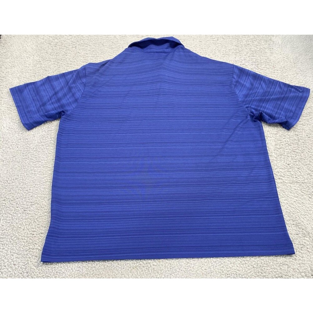 Nike Tiger Woods Polo Shirt Mens 2XL Blue Dri-Fit Stripe Golf Performance